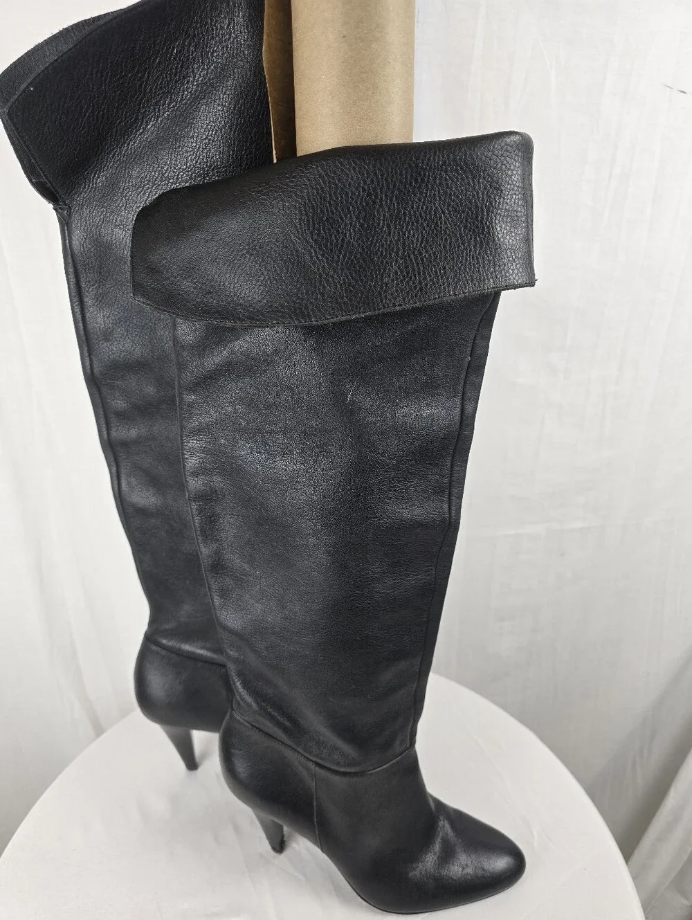 Nine West Catrice Classic Black Faux Leather Over-the-Knee Women's Boots Sz 7M